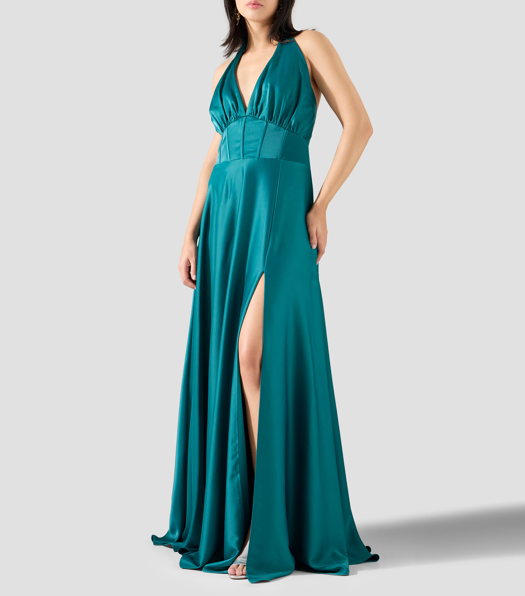Vestido de fiesta largo liso Mujer